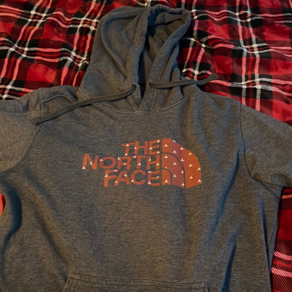 grey northface sweatshirt